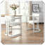 Chaise 2 pièces avec accoudoirs rembourrés en tissu et structure en métal blanc-1341346897