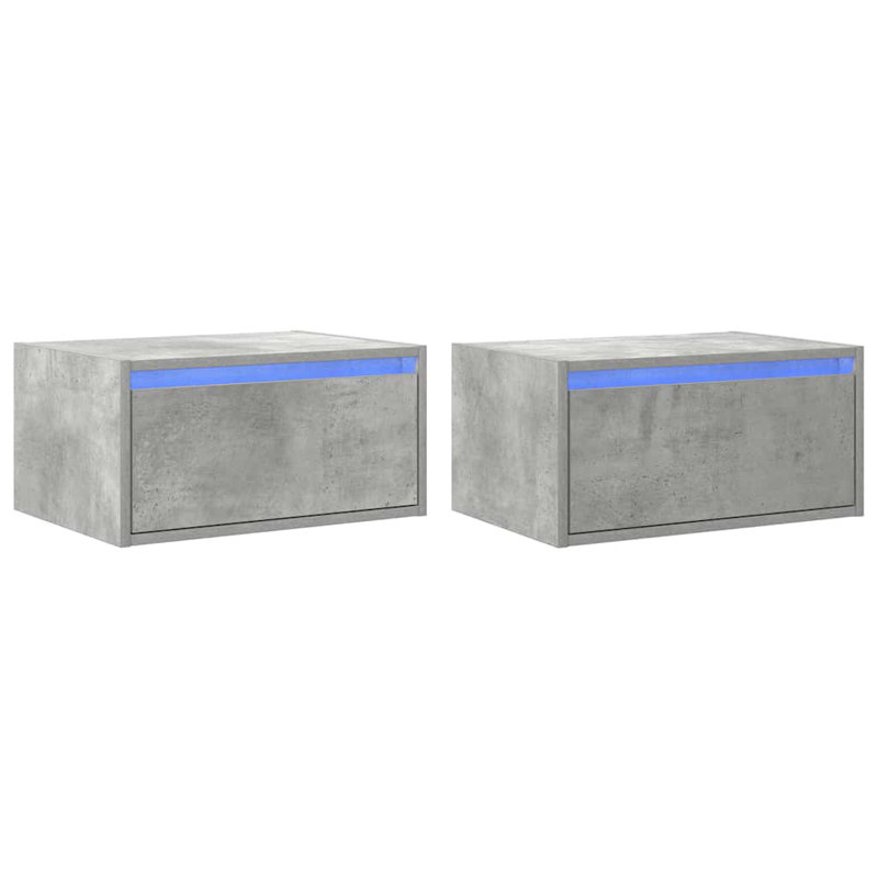 Darshay 51cm W Manufactured Wood Bedside Table, Concrete Grey, 2