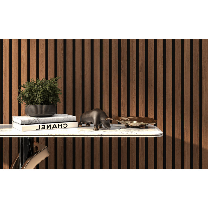 Panneaux muraux en bois 94 po x 12,6 po, panneaux insonorisants décoratifs pour murs et plafonds, panneaux muraux en bois à lattes 3D
