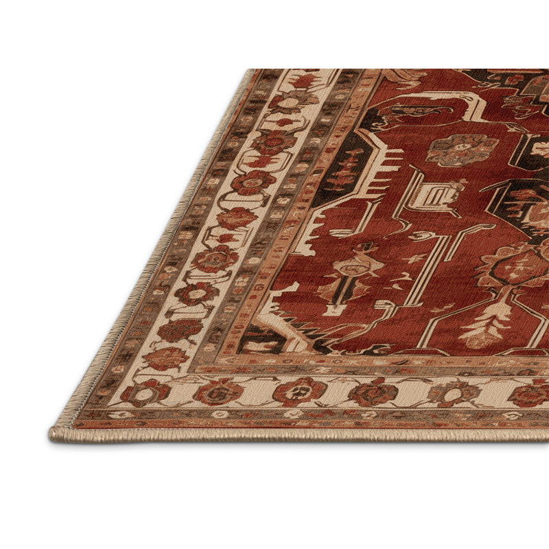 Tapis brun turc lavable à la machine, Rond 8 pi