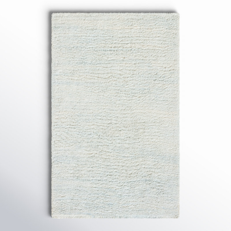 Elizzie Hand Tufted Wool/Cotton Solid Color Rug in Light Blue, Rectangle 5' x 8'