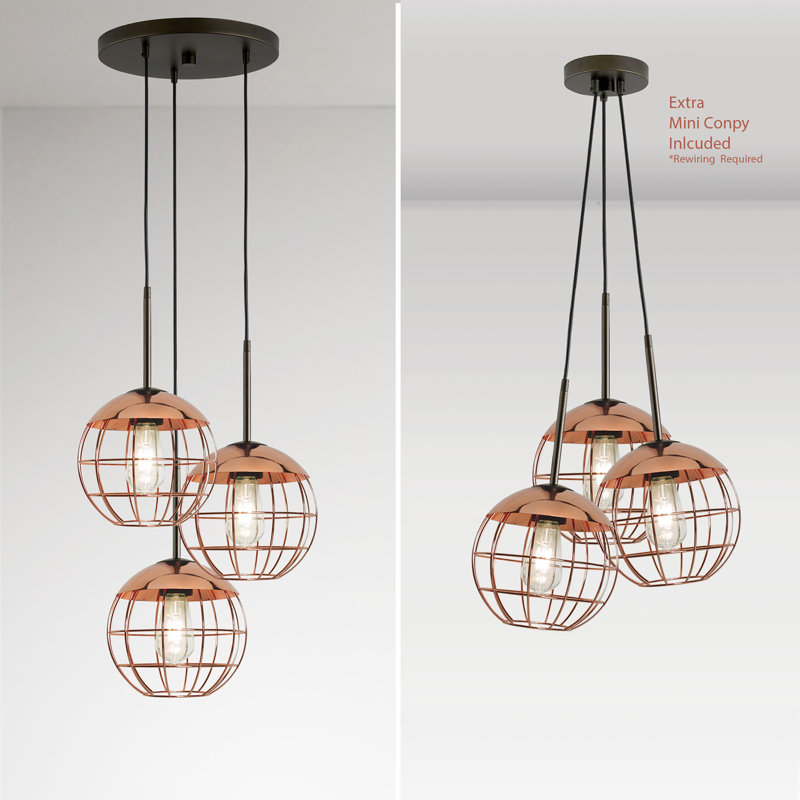 Luminaire suspendu en verre Melveen Globe, Cuivre poli