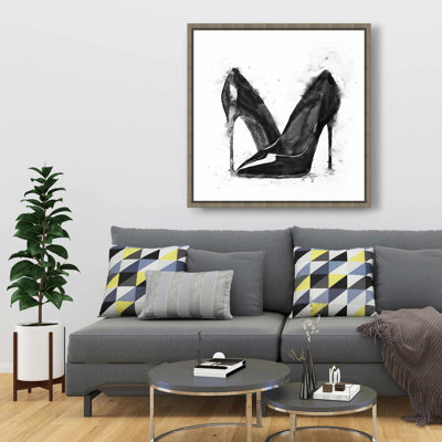 Black High Heels Shoes Canvas - Stylish Bedroom Decor Art
