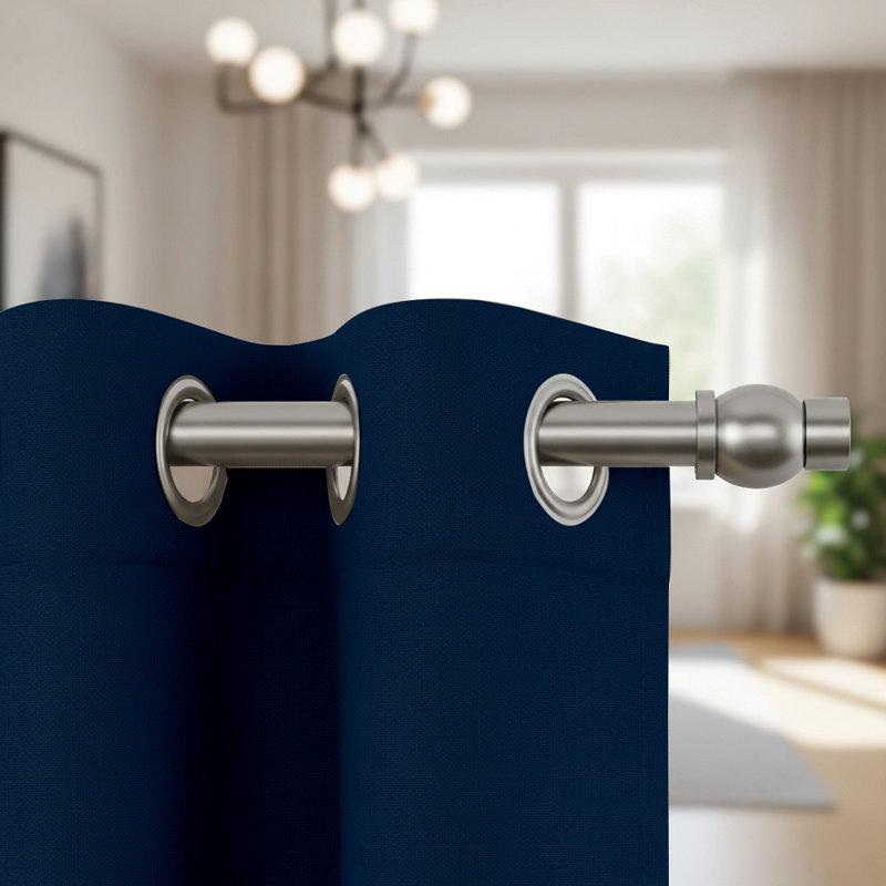 Jeffro Pair of Eyelet Blackout Curtain Panels, 116.84cm Width x 182.88cm Drop, Navy Blue