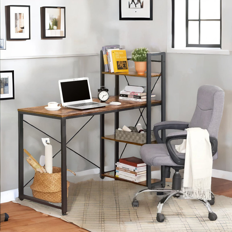 120cm W Rectangle Computer Desk With 3 Shelves