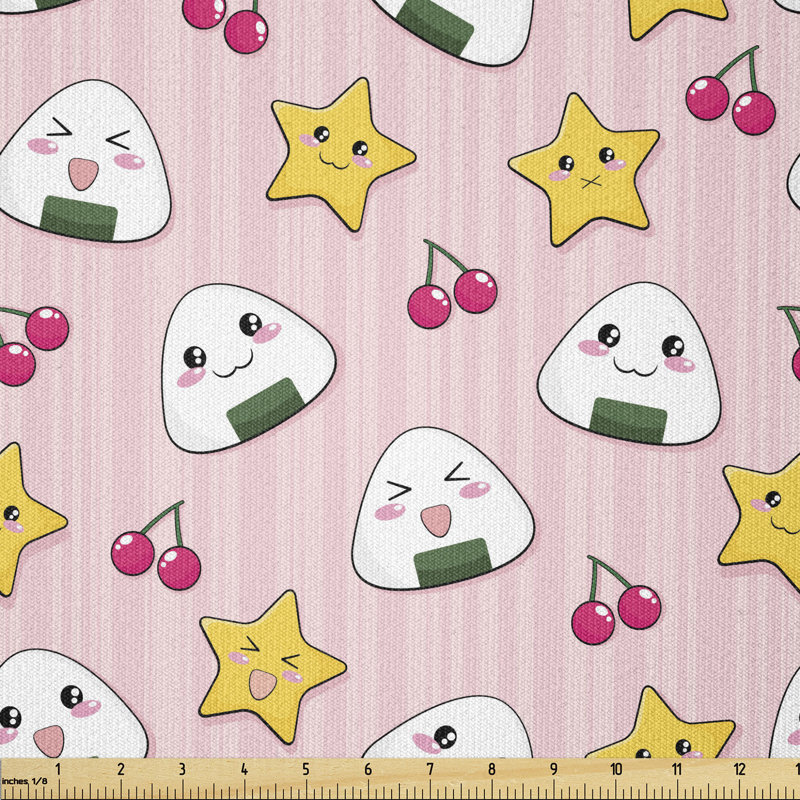 Destaney Rice Ball Cherries Kawaii Anime Multi-Purpose Fabric