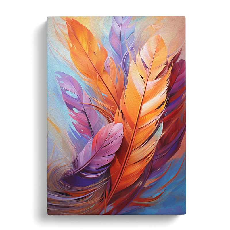 Feather Gestural - Wrapped Canvas, 50cm H x 35cm W x 3cm D