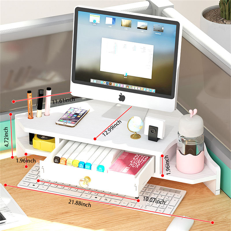 Support de coin pour écran d'ordinateur de bureau, Blanc