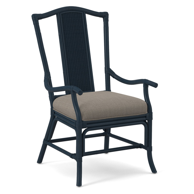 Drury Lane Slat Back Dining Arm Chair, Stone Crypton Performance; 0884-83, Brass