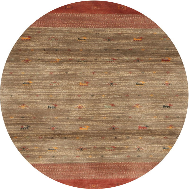 Tapis gris/vert d’olive contemporaine Pearces, Rond 8 pi