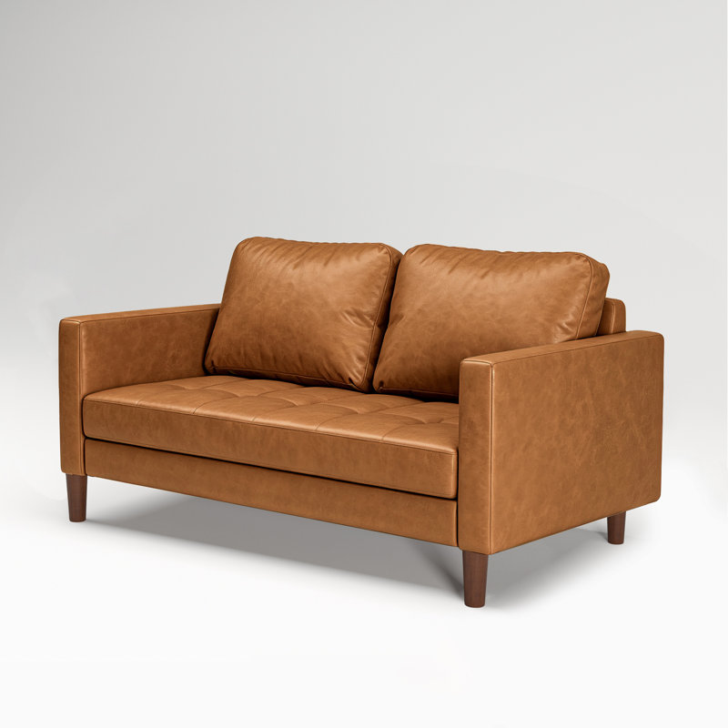 Jordy " Faux Leather Loveseat, Camel