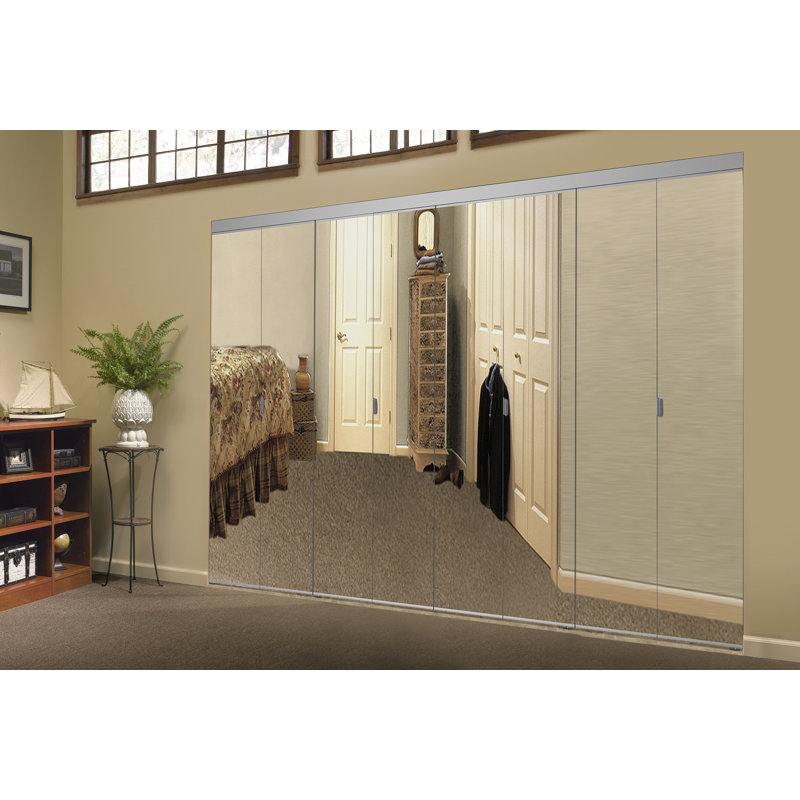 Solid + Manufactured Wood Mirrored with Installation Hardware Kit with Installation Hardware Kit Bi-Fold Door, 144" x 80"
