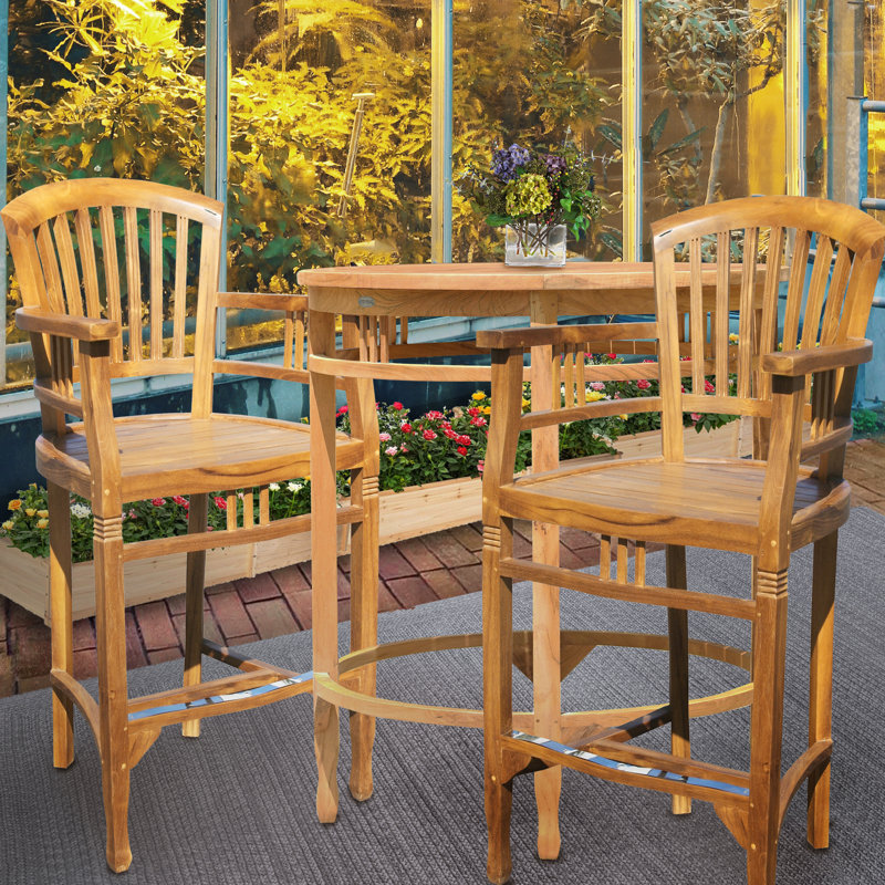 Bauman Outdoor Teak Bar Stool