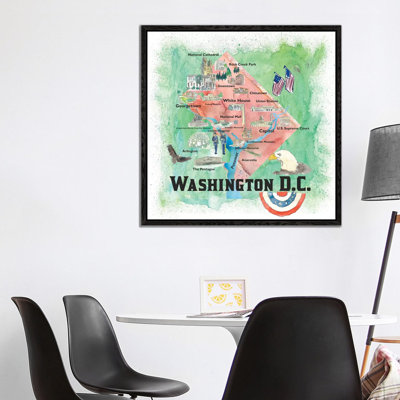 Washington DC USA Illustrated Travel Poster by Markus & Martina Bleichner - Painting on Canvas