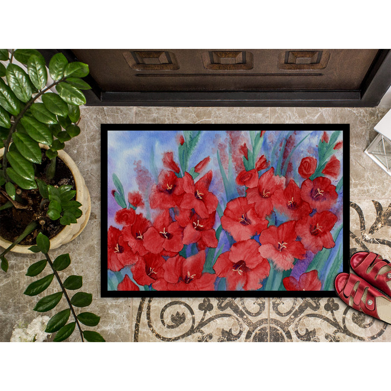 Paillasson d’extérieur antidérapant Uniondale Gladioli, Rectangle 2 pi x 3 pi