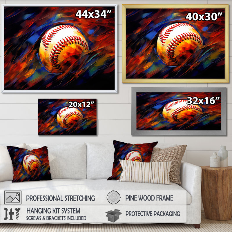 " Baseball Abstract Glory I ", Wrapped Canvas, 30" H x 40" W x 1.5" D