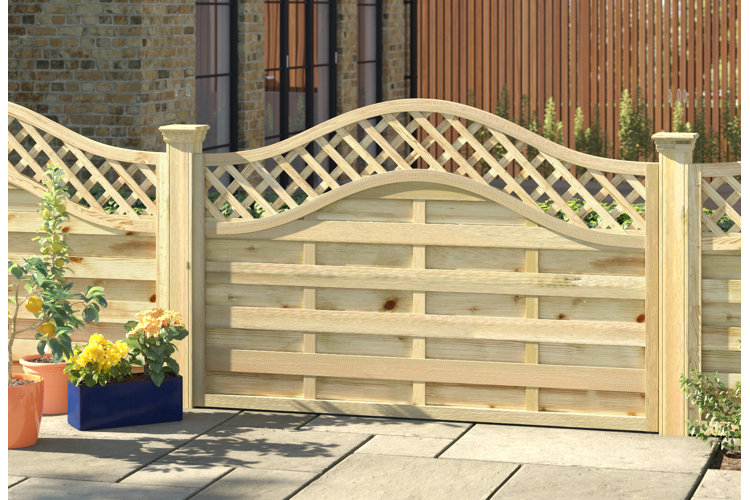 wooden fence with lattice design at the top