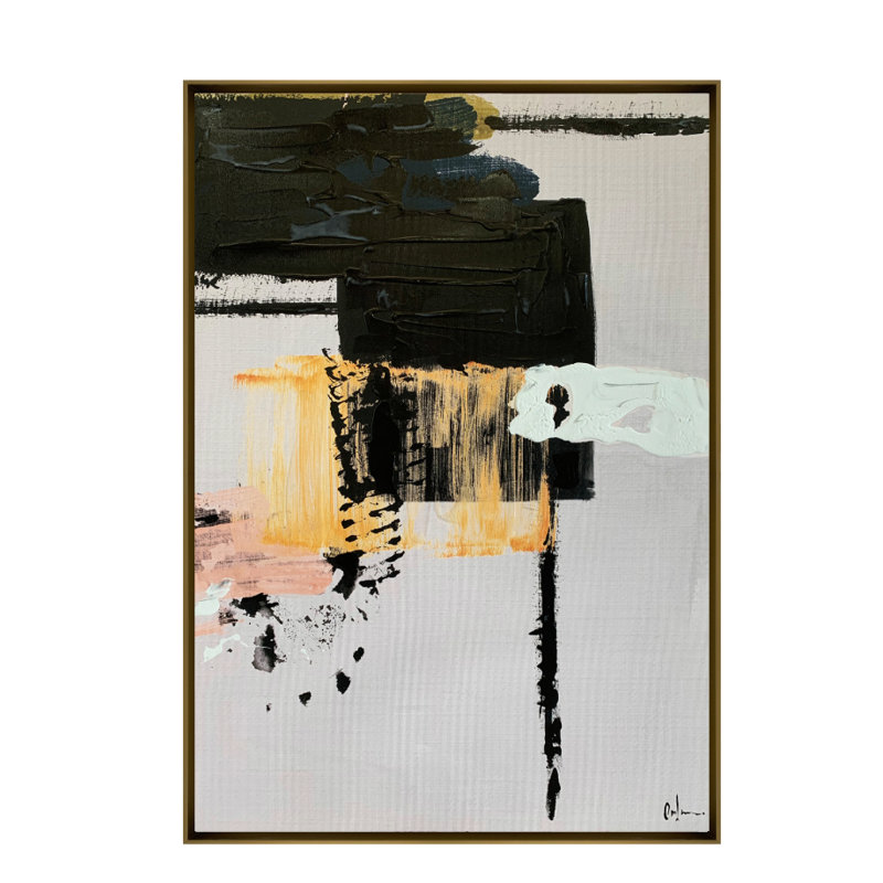 Formelle Single Picture Frame Painting on Wood, 150cm H x 90cm W, Golden