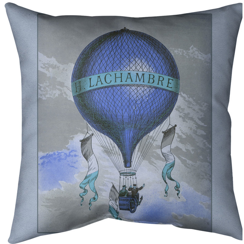 Julie Bisset Reversible Throw Pillow, 18" x 18", Blue, Cotton Twill