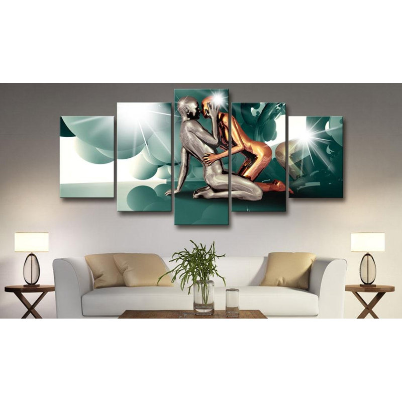 «Azure Love» sur toile, reproduction de 5 pièces, H 40 po x l 80 po x P 0,7 po