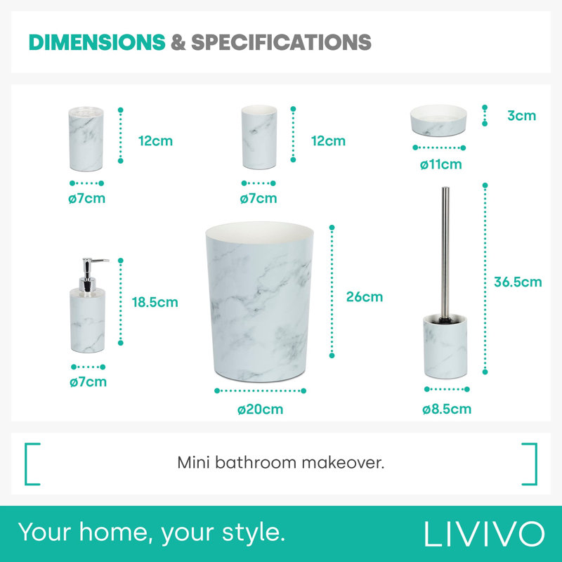 Marble Bathroom Accessory Set