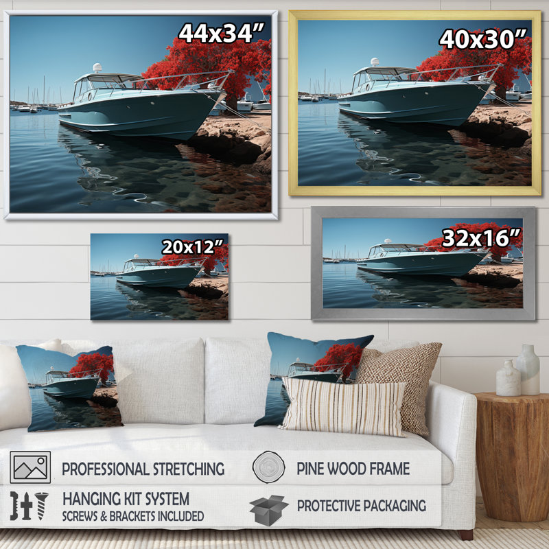 Port Harbor Shadows IV - Imprimé, Cadre flottant blanc, 12" H x 20" W