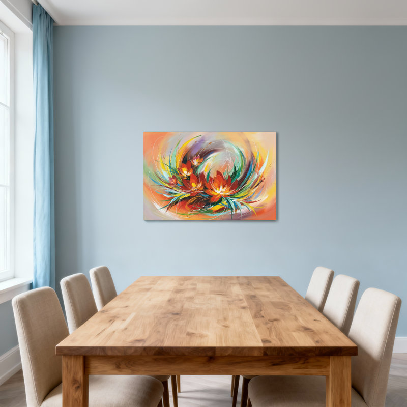 Plantes et fleurs, impression florale sur toile, H 12 po x l 18 po