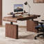 Bureau rectangulaire en bois massif avec tiroirs Nut-brown-129109350