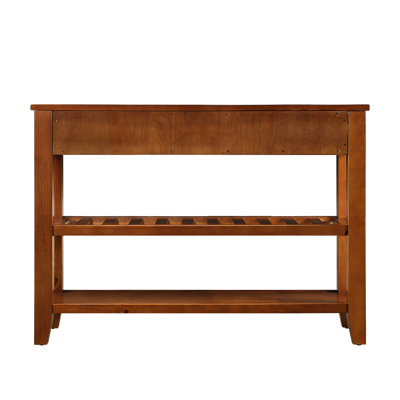 Mid - Century Brown Solid Wood Buffet With 2 Storage Drawers And Shelves, Ideal For Entryway Dining Area 42'' Console Table Design Office Decor