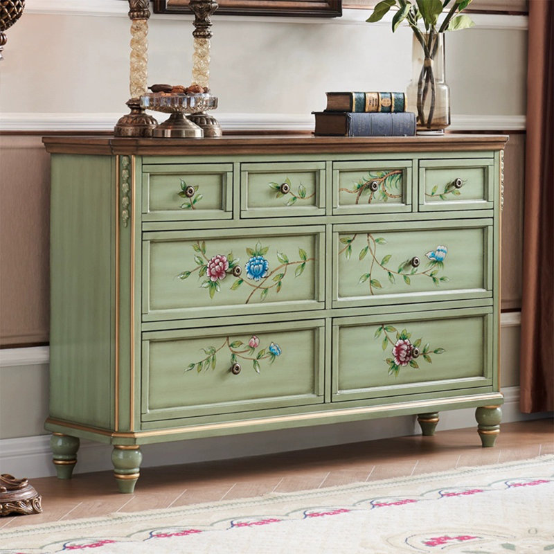Buffet décoratif vert en bois massif, Vert