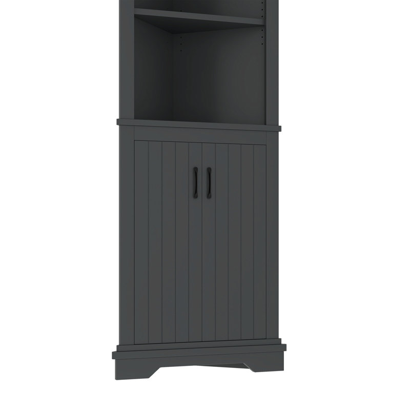 Grande armoire d'angle avec portes pour le salon, la salle de bain, la salle à manger ou la cuisine, noir