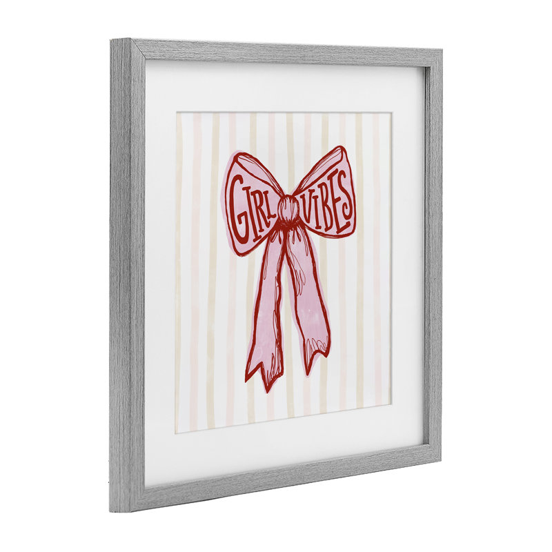 «Girl Vibes Pink Bow», reproduction sous verre encadrée, conception par Connie Summers, H 13 po x l 13 po