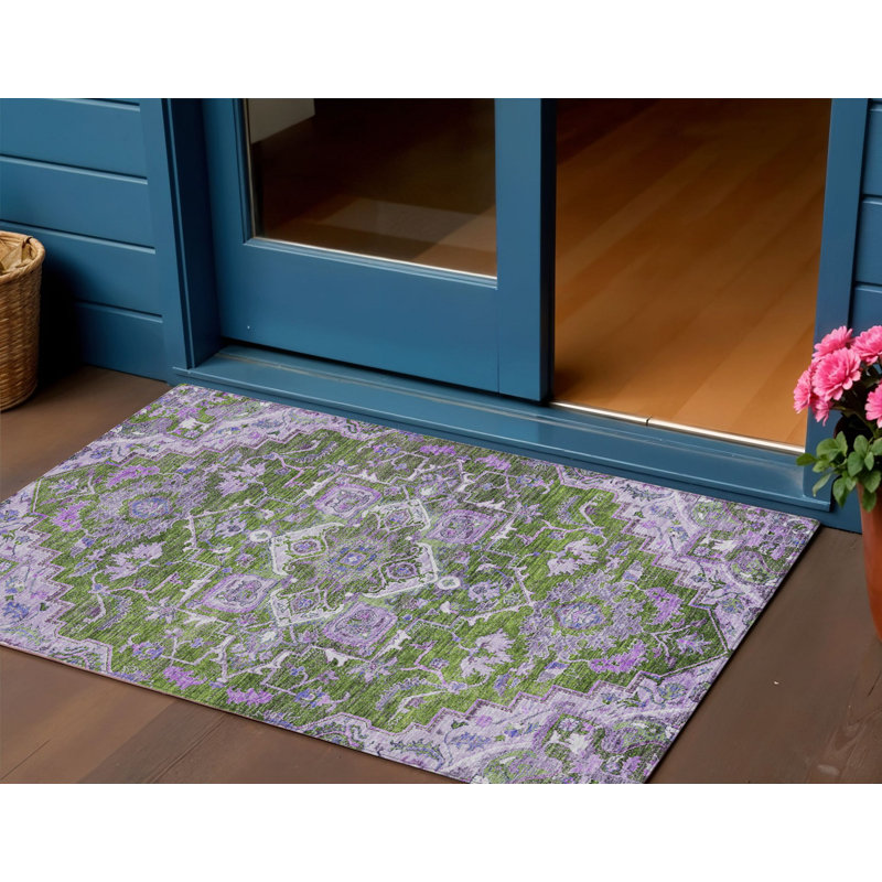 Tapis oriental lavable intérieur / extérieur 3 pi x 5 pi mauve