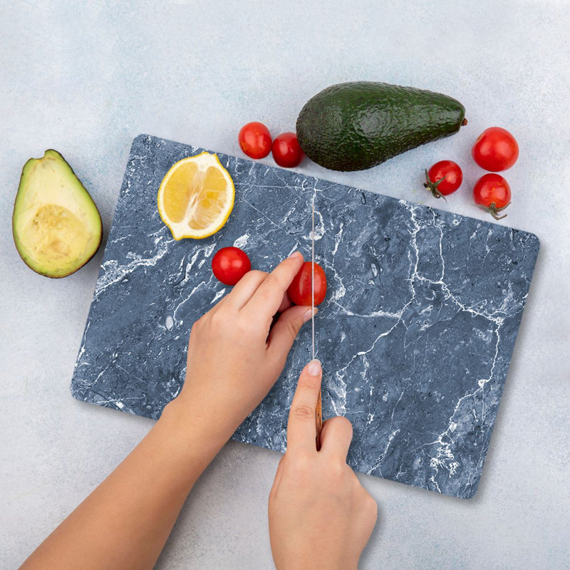 Flourish Tempered Glass Cutting Board, 7.9 x 11.8 inches | 100% Antibacterial, Easy-Clean Surface, Non-Slip Silicone Feet | Perfect for Food Prep & Serving, Durable & Stylish Kitchen Essential, Not Dishwasher Safe