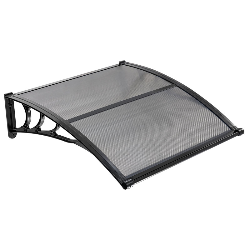 Awnings for Door Entrance, 38 x 40 in, Exterior Front Door Window Awnings with Drainage & ABS Bracket, Rain Snow Sun Protection, Overhang Polycarbonate Door Canopy for Porch Patio, Smoky Gray