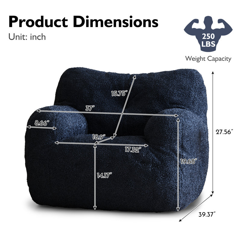 Fauteuil à billes Compression, Ourson bleu foncé