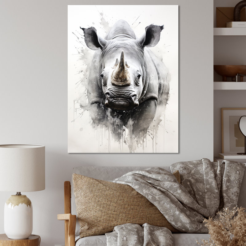Mighty Stampede Rhinoceros sur impression sur toile, H 32 po x l 16 po x P 1 po, Toile tendue