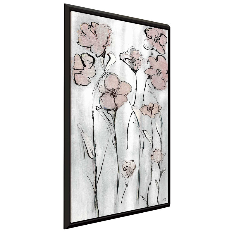 «Wildflowers I», reproduction de peinture acrylique encadrée, H 33,5 po x l 21,5 po x P 2 po, Cadre flottant noir