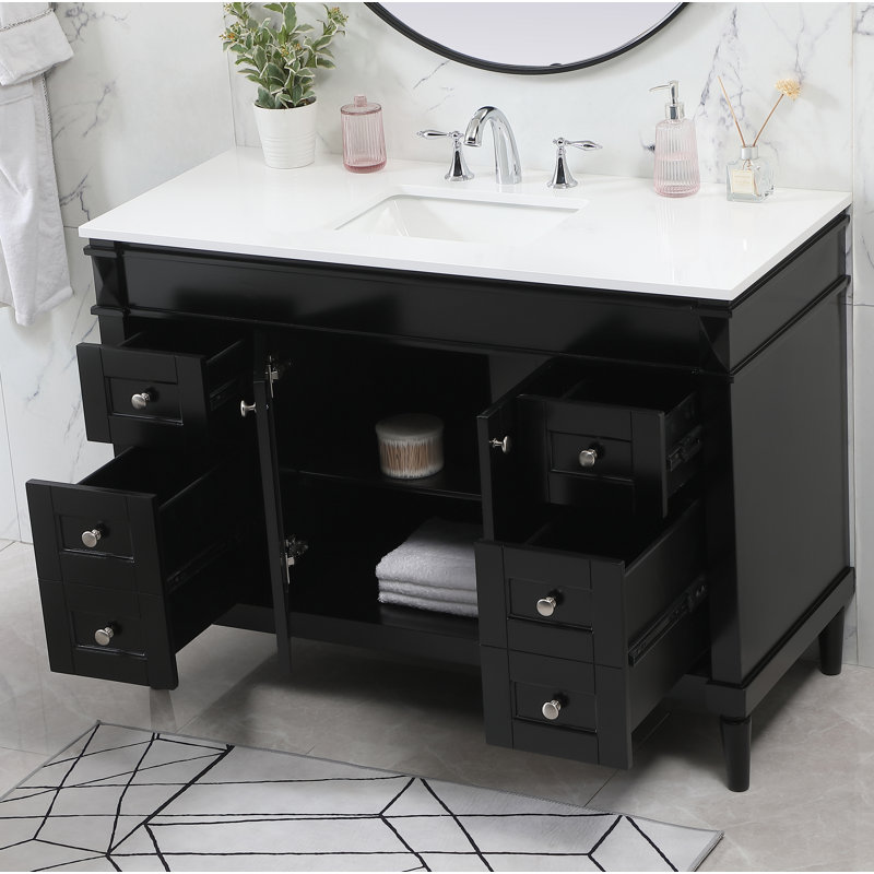 Readington 48'' Single Bathroom Vanity with Engineered Marble Top, Black