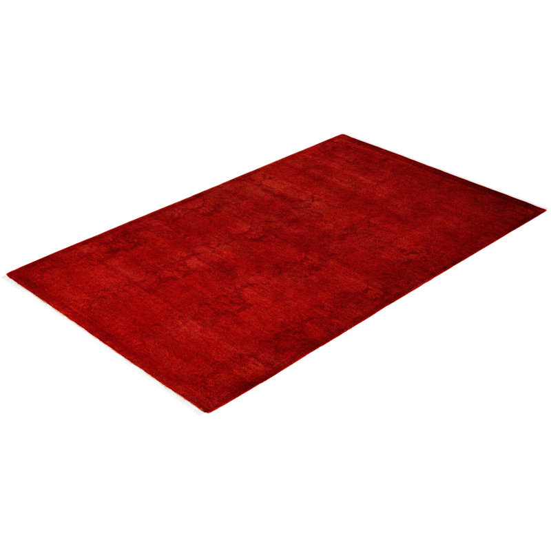 Tapis unique en laine 3 pi 3 po x 5 pi 2 po Huckstep Orange