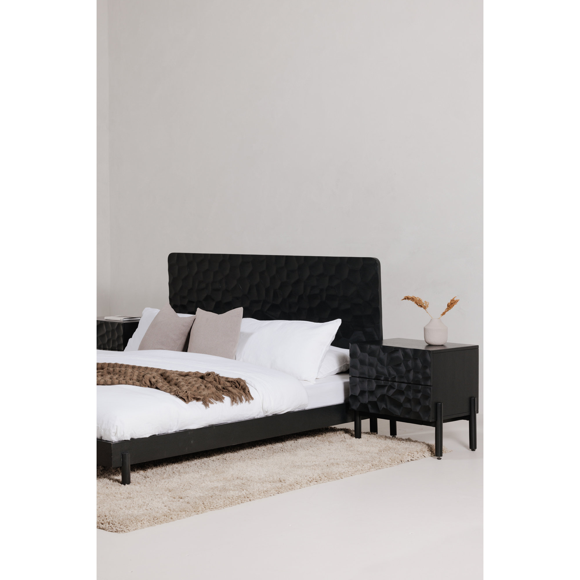 Marsa Upholstered Bed, Black, Queen
