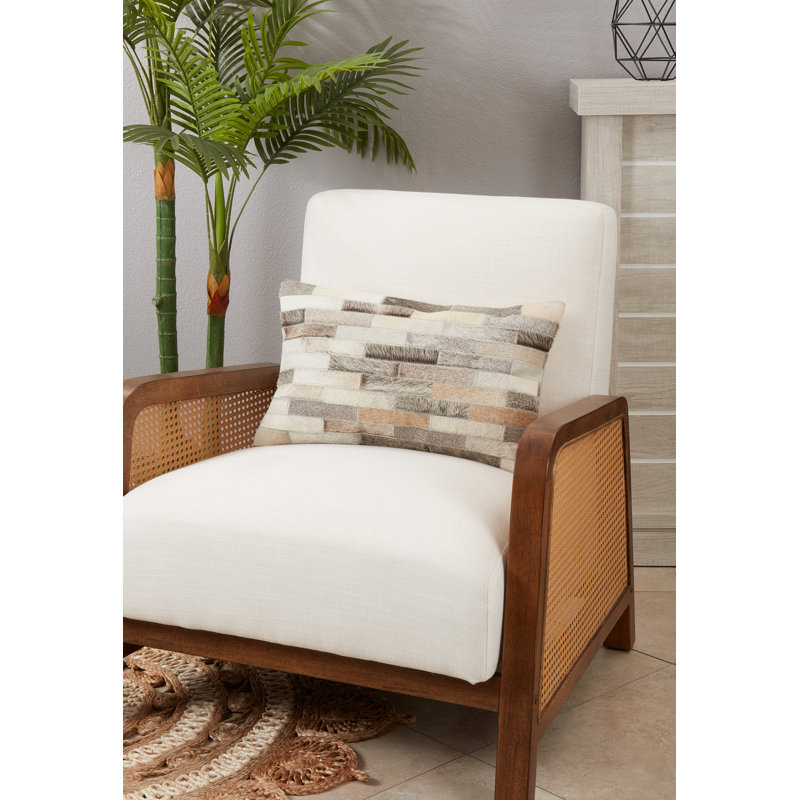 Posh Collection Patchwork Leather/Suede Throw Pillow, Down Blend