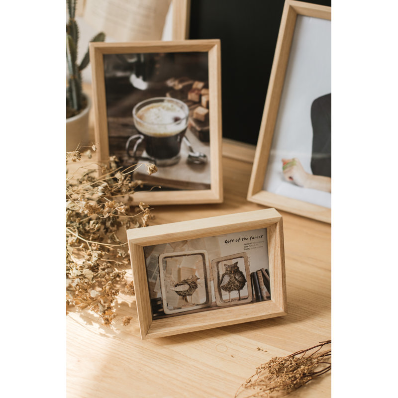 Datto Khaki Solid Wood Shadow Box Picture Frame, 4" x 6"