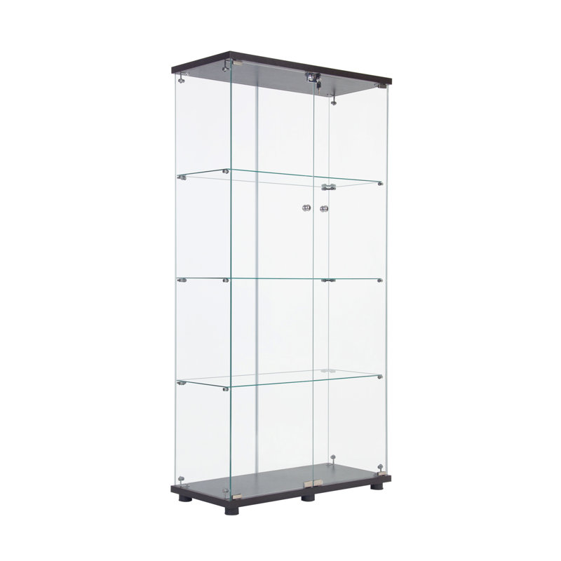 Vitrine vitrée à deux portes avec 4 tablettes, noir, Noir