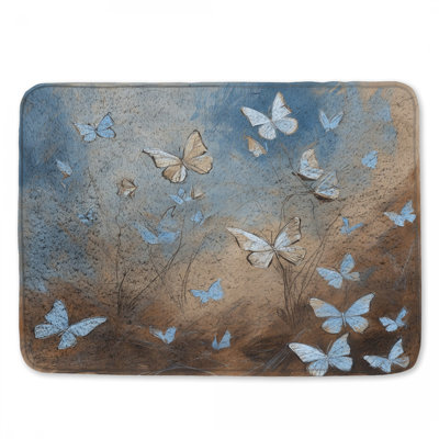 Blue Butterflies Bath Mat