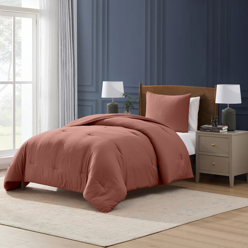  ensemble d'édredon en microfibre douce 2 pièces avec taie décorative, Sienne brûlée