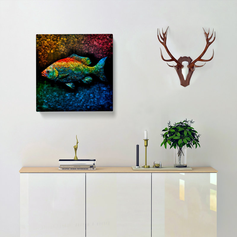 Fish Color Field Painting - No Frame Print, 35cm H x 35cm W x 3cm D