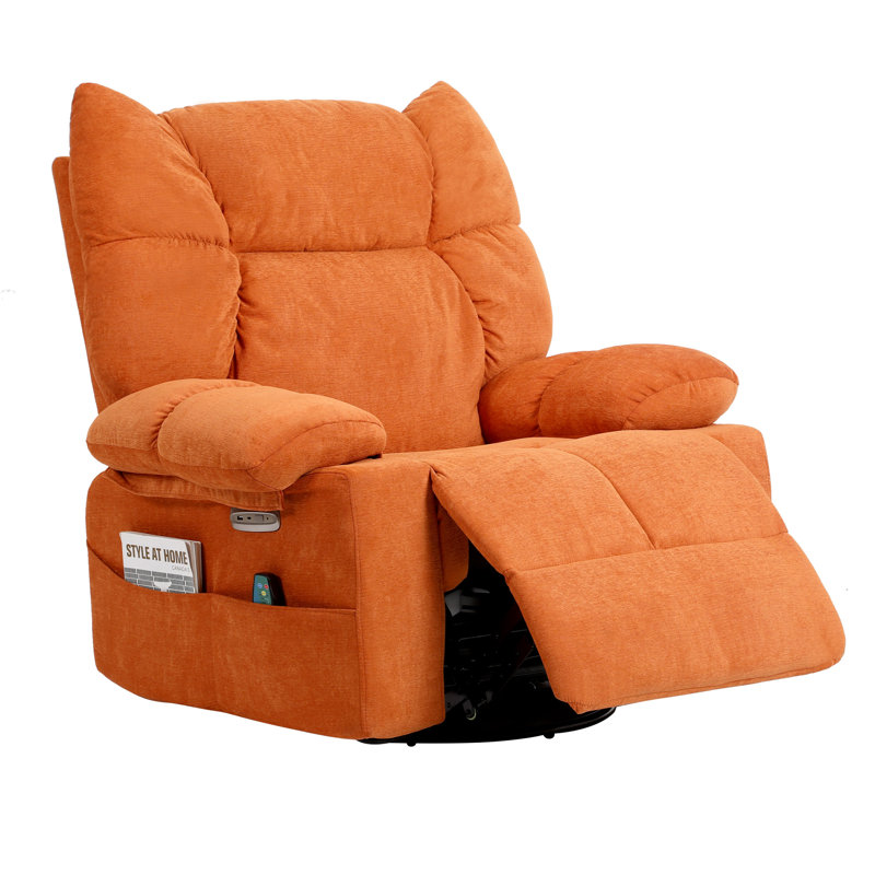 37.79" Wide Swivel Zero Gravity Recliner, Orange