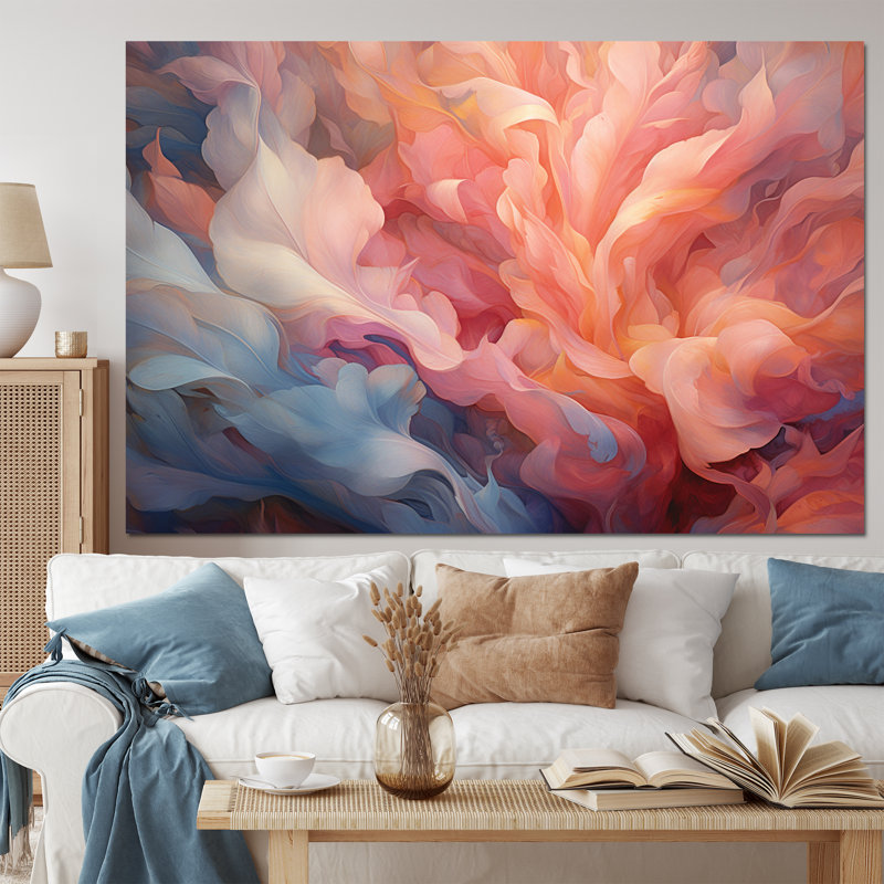 «Peach Blue Rose Reverie I», art floral encadré
