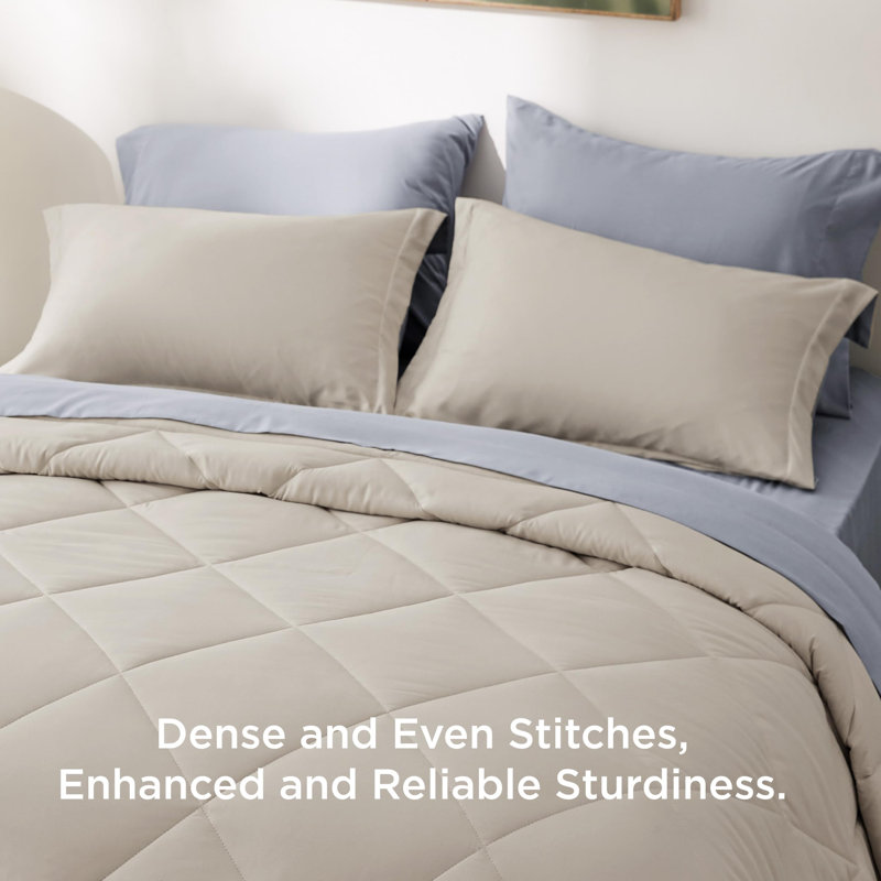 Ensemble d'édredon réversible Best vendeur, Édredon de très grande taille et 6 pièces suppl, Beige